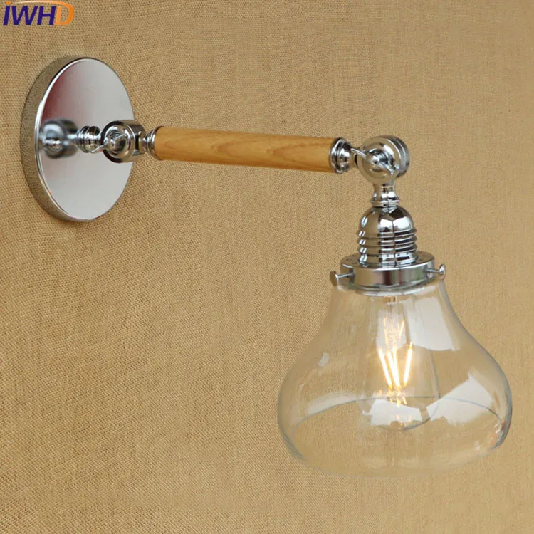 

IWHD Glass Wandlamp Vintag LED Wall Lamp Light Up Down Swing Arm Wall Sconce Home Lighting Fixtures Luminaire Lampara De Pared