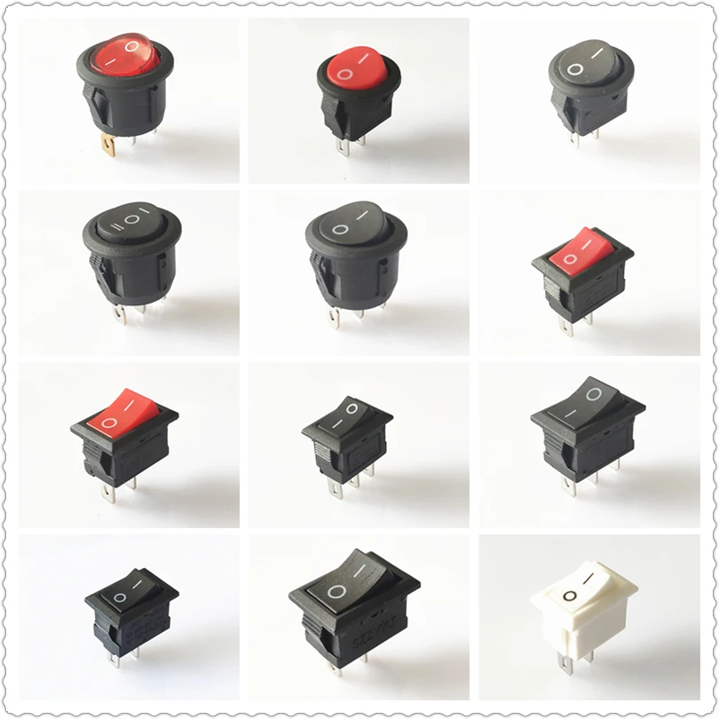 SPST KCD1 2PIN 3PIN On/Off Round/Square Rocker Switch DC AC 6A/250V Car Dash Dashboard Plastic Switch Dropshipping