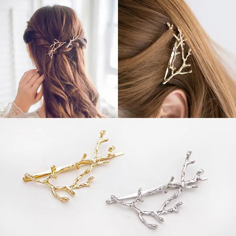 Creative Personality Metal Antler Twig Alloy Unique Hairpin Wild Fashion Princess Clip Gift Bride Hair Accessories For Women