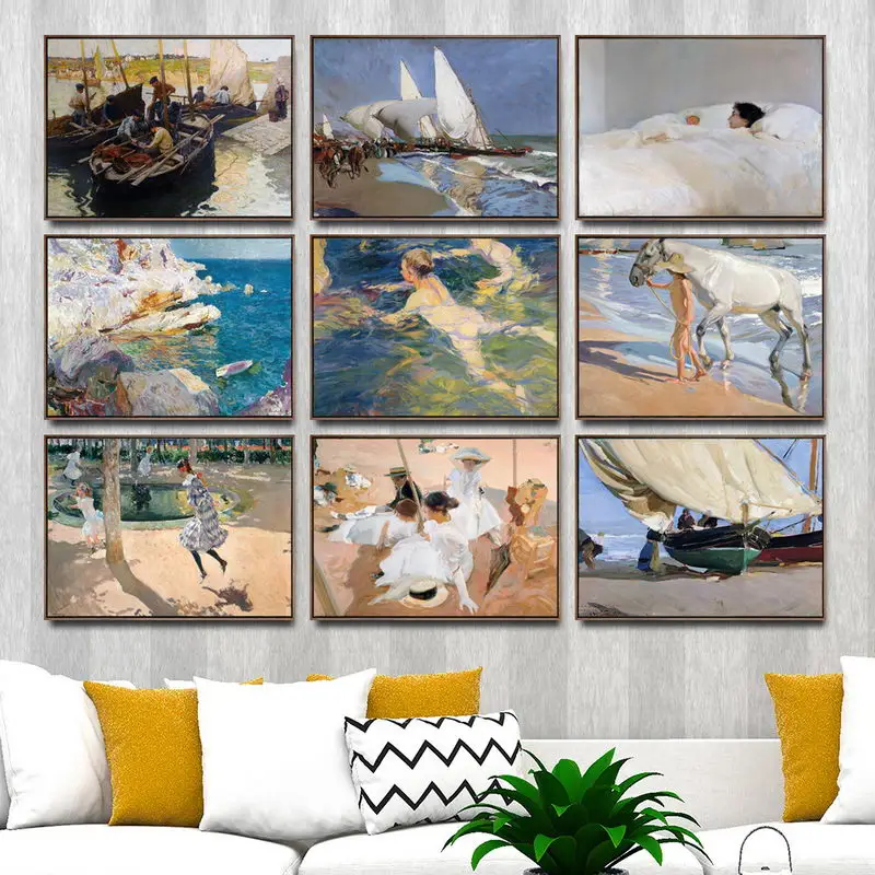 Home Decoration Art Wall Pictures Fro Living Room Poster Print Canvas Paintings Spanish Joaqun Sorolla Swimmers 3