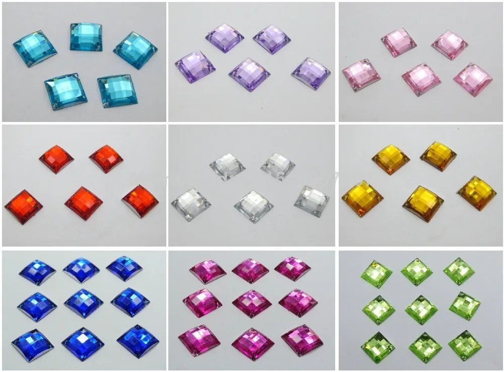 

100 Colour Flatback Square Sewing Rhinestone Beads 12mm Decoration Accessories