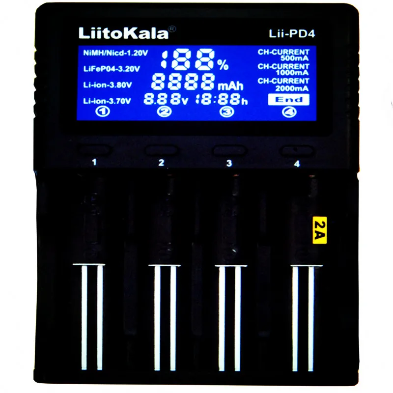 LiitoKala Lii-PD4 LCD Smart 18650 LCD สำหรับ21700 20700 18650 18350 26650 22650 14500แบตเตอรี่ NiMH Smart Charger
