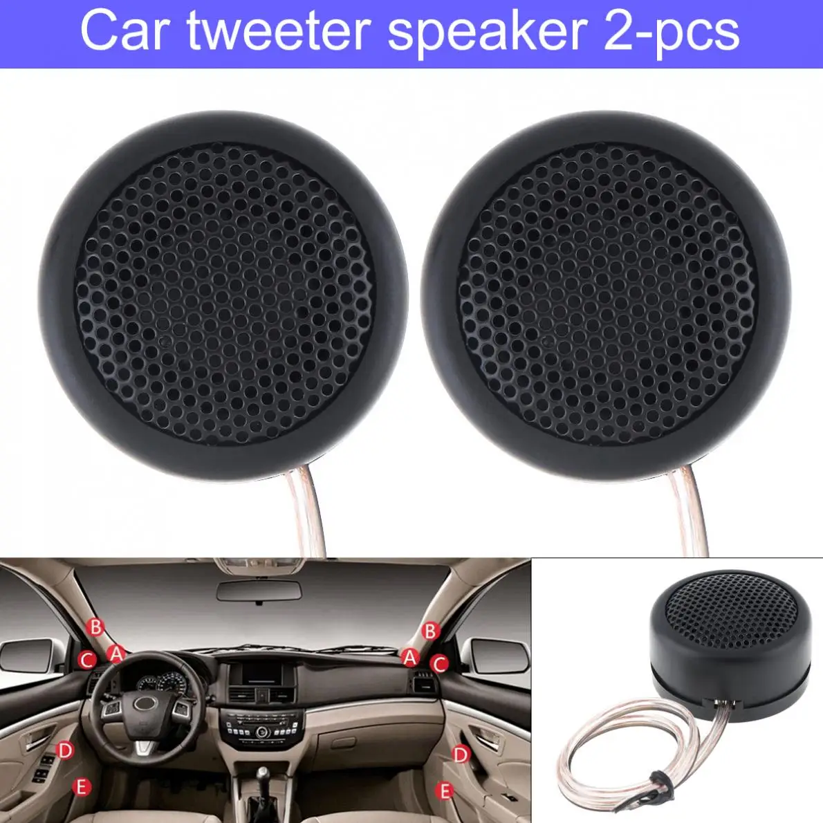 2pcs 380W High Efficiency Mini Dome Car Tweeter Speakers Auto Horn Audio Music Stereo Speakers  for Car Audio System