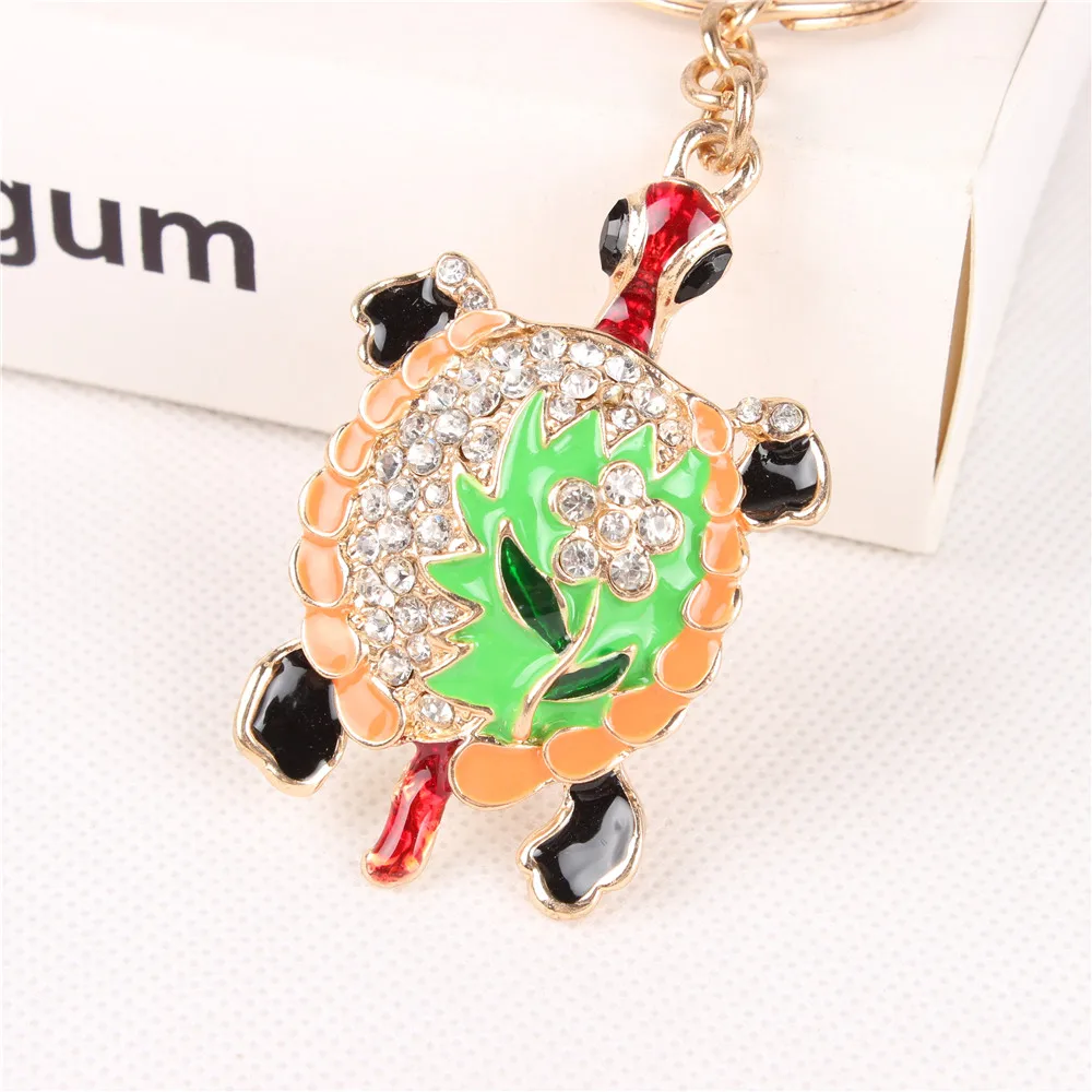 Tortoise Cute New Crystal Charm Purse Handbag Car Key Keyring Keychain Party Wedding Birthday Creative Gift