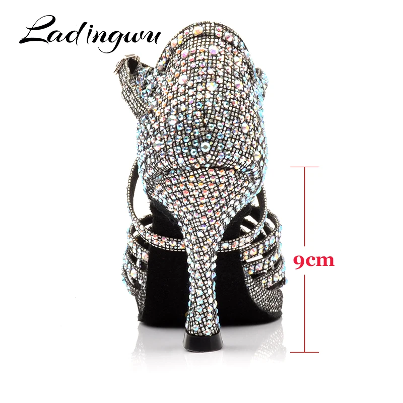 Ladingwu Latin Dance Shoes  Platform Tango Shoes Dance Ballroom Shoes Girls Rhinestone High Heels Glitter Salsa Jazz Dance Shoes