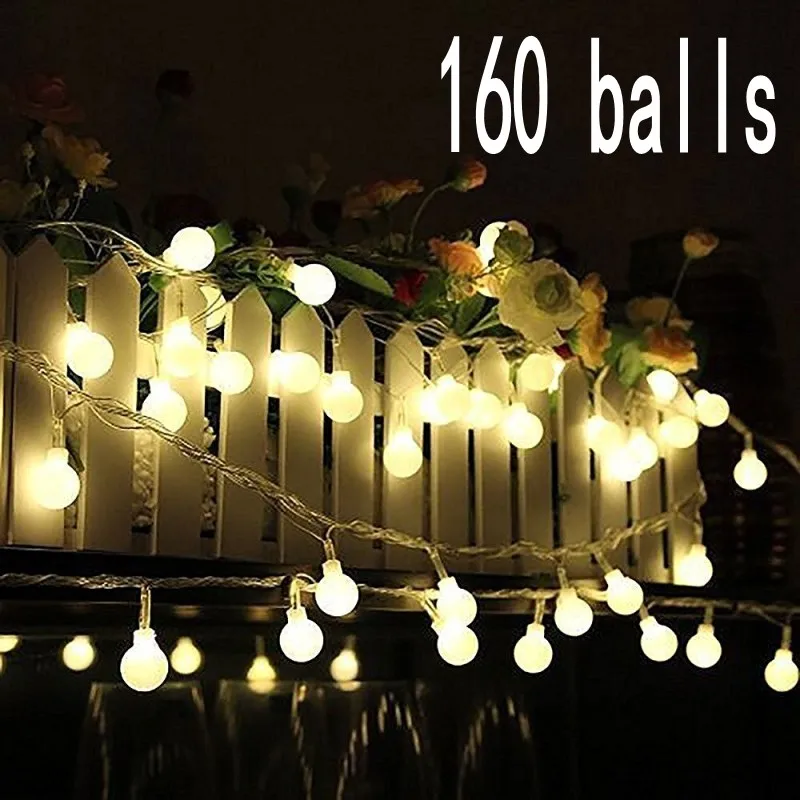 20M 200 LED ball Christmas Window Curtain Ball Lights String Fairy Light Wedding Party Home Garden Tree Yard Decorations