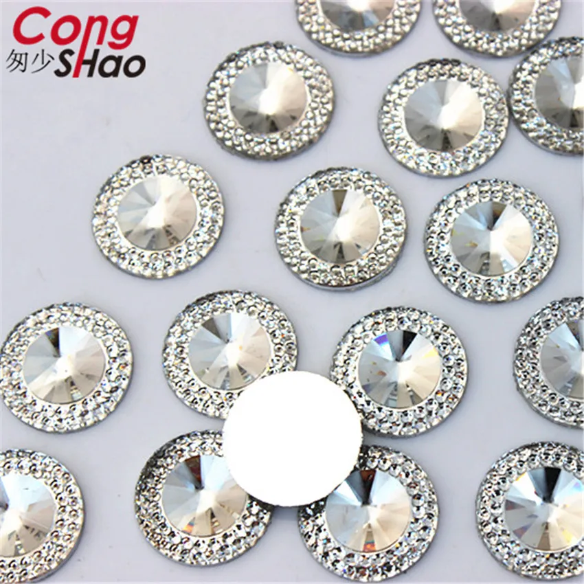 Cong Shao 200pcs 12/14/16mm Round Shape Resin Rhinestone Flatback Beads Strass Crystals Stone For Clothes Decoration Craft CS441