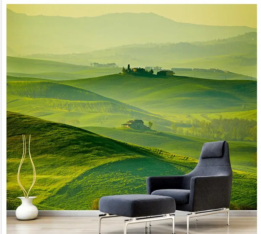 

photo wallpaper High quality 3D stereoscopic Green grassland scenery TV background wall mural wall paper