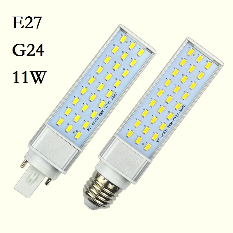 Imagem -02 - Lâmpada Led Milho Smd5730 Bombillas Lâmpada de Led G24 E27 9w 11w 13w 15w 18w 30w 85v265v ac Plugue Horizontal