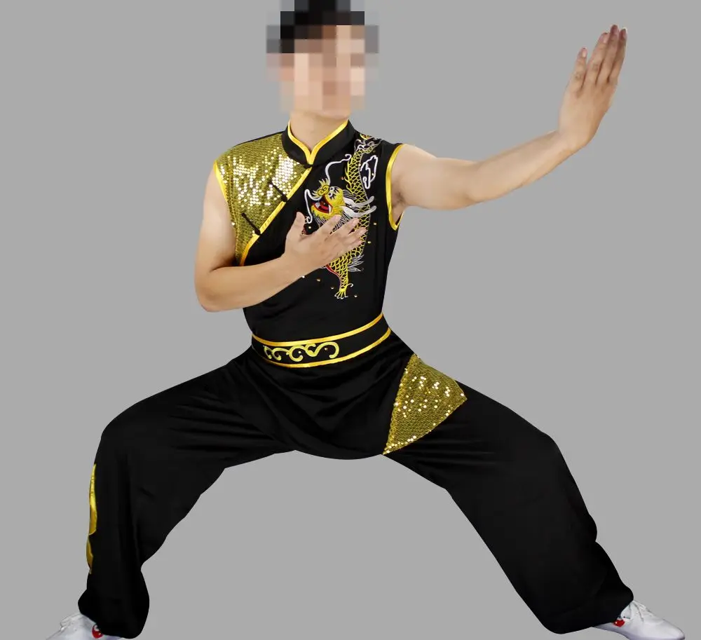 UNISEX 5color kids&Adult sleeveless nanquan kung fu martial arts suits wushu tai chi uniforms Embroidery dragon clothing