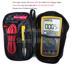 Fluke 12E+ Auto Range Digital Multimeter with Fluke 2AC 90~1000V/Fluke 1AC-C2II 200~1000V AC Voltage Tester & Carry Bag