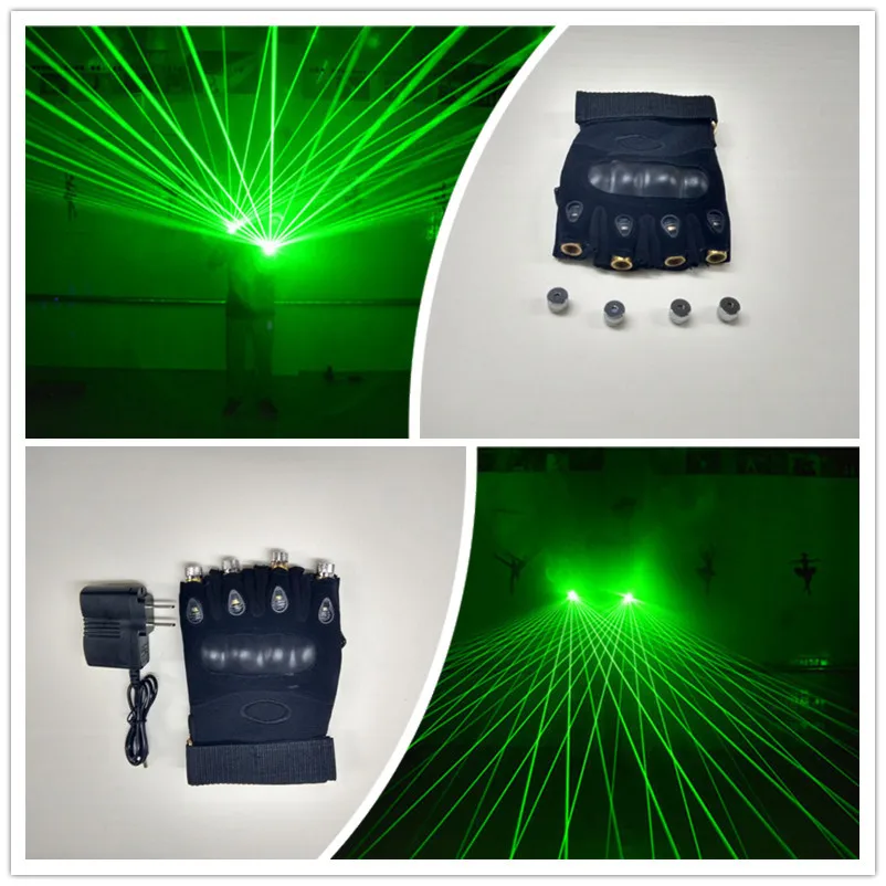 

New design wholesale price dj 4pcs green laser gloves for Christmas bar party laserman show