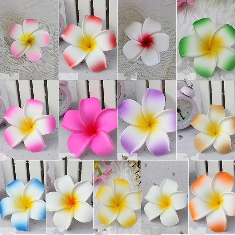 100Pcs/lot Foam Artificial Plumeria Rubra Flower Heads Frangipani Wedding Decoration Flowers 9cm Plumeria Flower Head