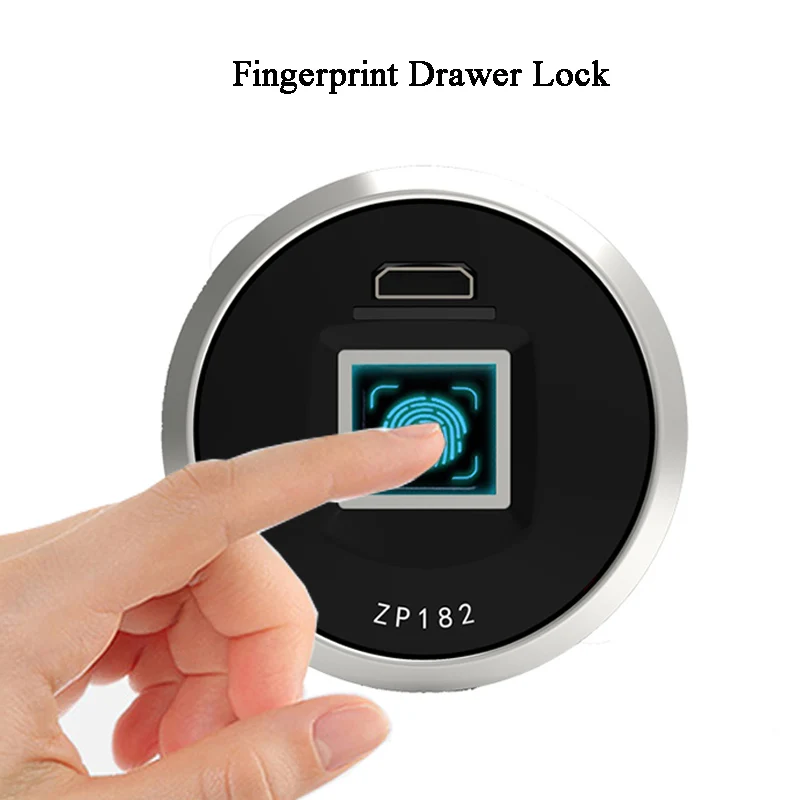 Easy Installation Smart Fingerprint Cabinet Lock Anti Theft Mini Black Drawer Lock Micro USB Rechargeable Locker