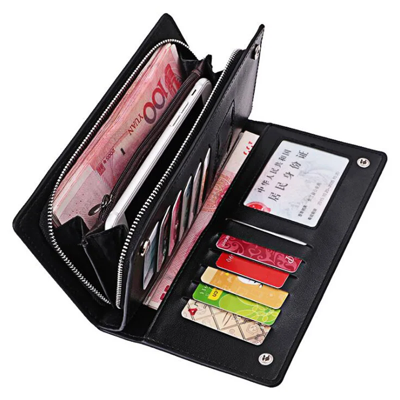 New Luxury Business Bifold Men\'s Leather Wallet With Zipper Coin Pocket Card Holder Multifunctional Purse For Man Clutch Bag