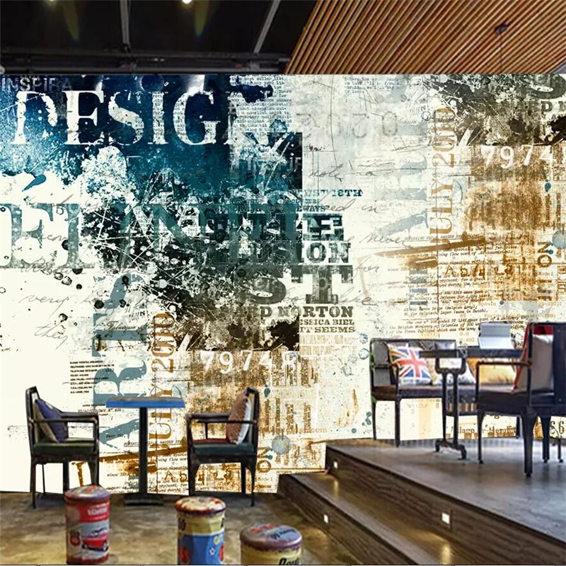 wellyu Custom wallpaper retro retro English alphabet TV background wall custom large mural green wallpaper papel de parede