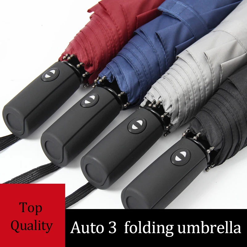 Free Shipping Wind Resistant 3 Folding Automatic Umbrella Male Auto Luxury Compact Umbrellas For Men 4 color recommend