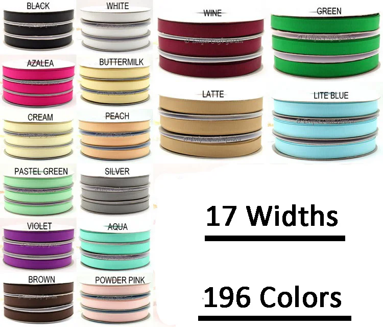 PPCrafts 6 9 13 16 22 25 38 50 63 75 100MM Grosgrain Ribbon High Quality Ribbon For Wedding Crafts Hairbow DIY