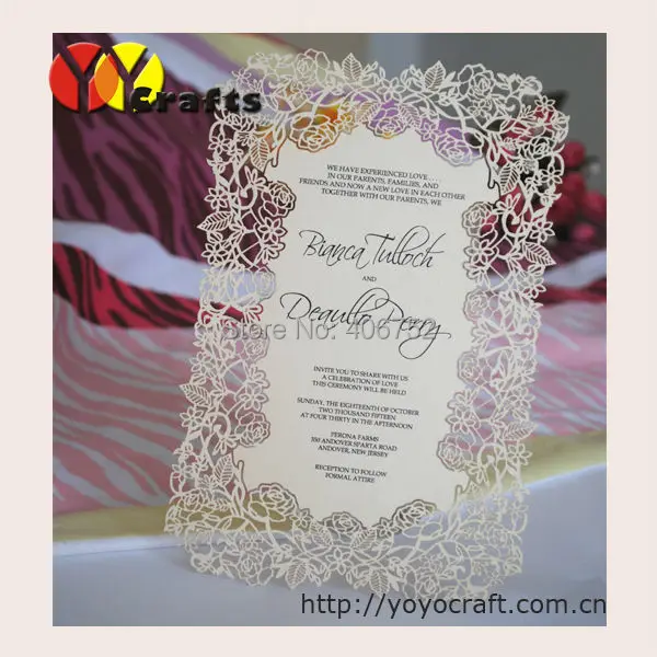 10pcs Rose Wedding Invitation Cards Printing Writing Menu