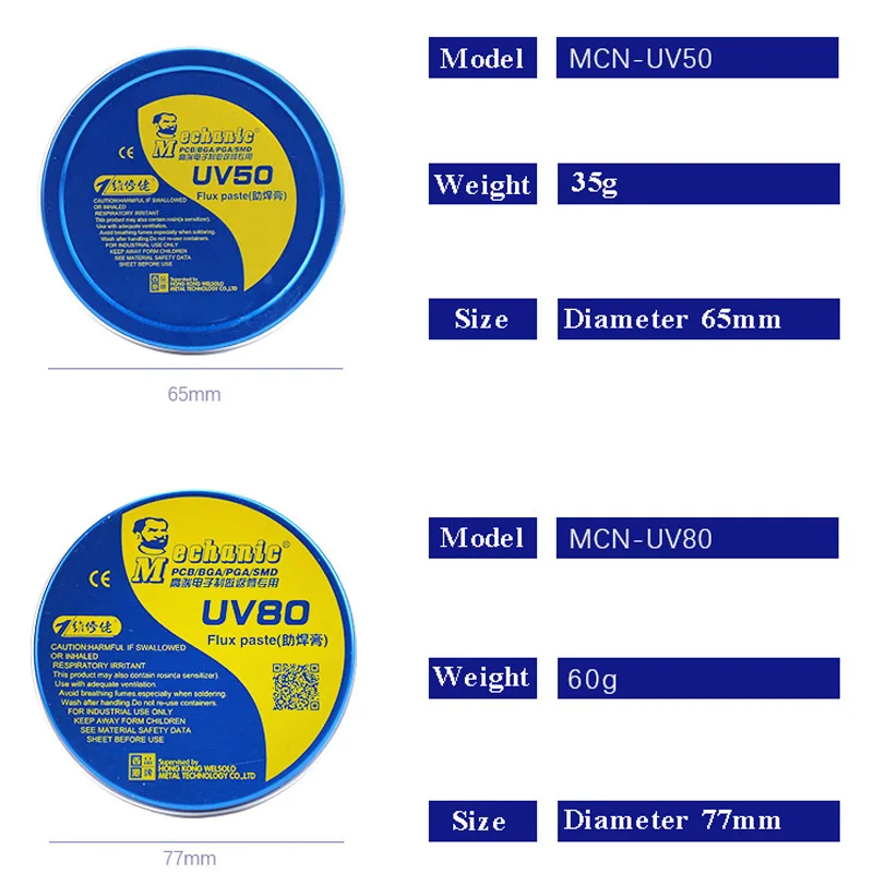 MECHANIC BGA Soldering Flux Paste No-clean Halogen-Free Rosin Solder Paste Welding Fluxes Paste for PCB BGA PGA SMD