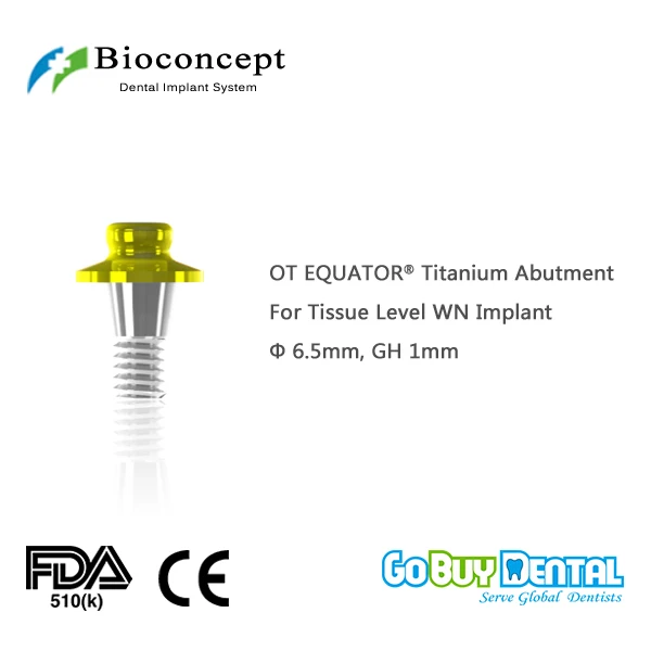 

OT EQUATOR Titanium Abutment, D6.5mm, GH 1mm, for Straumann Tissue Level WN Implant(034210-1)