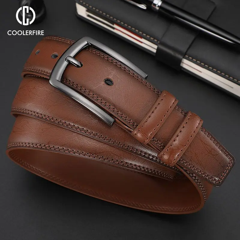 Fashion Designers Men Belts Genuine Leather Dress Casual Pin Buckle Business Belt for Man 2019 New Male Belt Luxury Strap HQ091