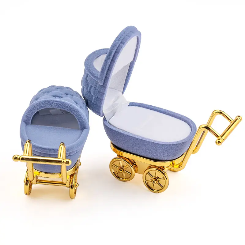 1 Piece lovely Baby carriage Velvet Jewelry Box Wedding Ring Box Gift Box Holder Case for Earrings Necklaces Bracelets Display