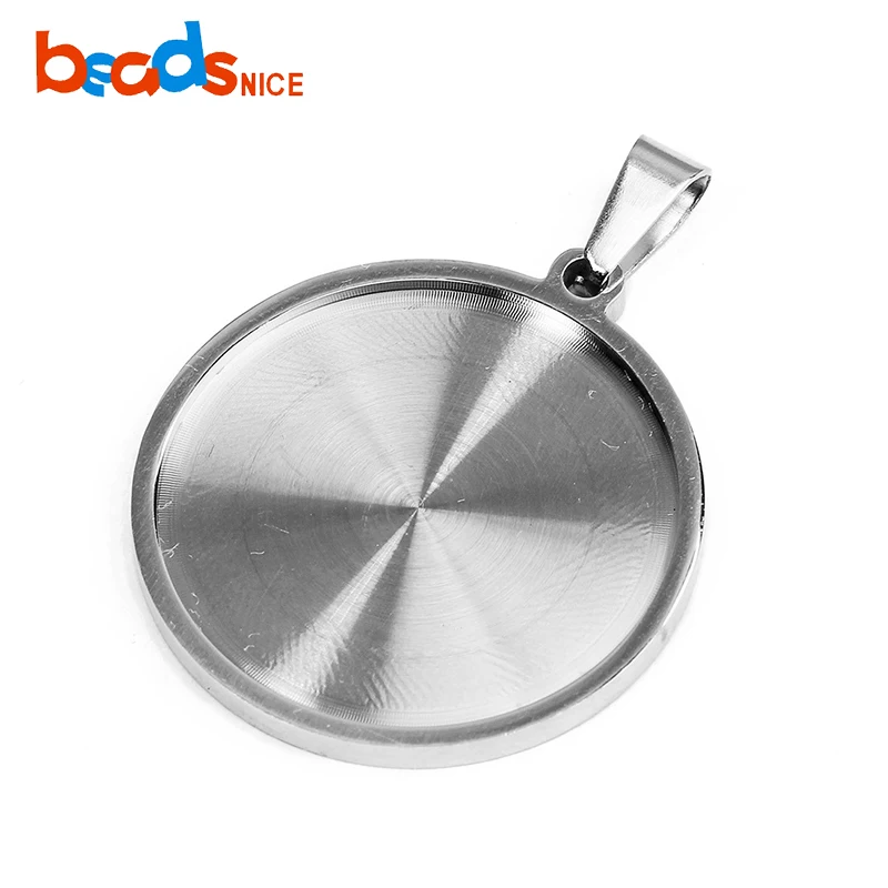 

Beadsnice ID38405 Thick Pendant Base Stainless Steel Round Bezel 25mm Blanks With Bail