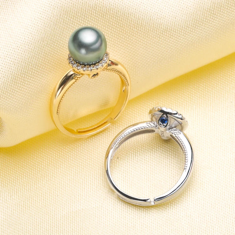 Classic Circle Design Rings Holder S925 Sterling Silver Pearl Rings Settings Women DIY Rings Components 3Pieces/Lot