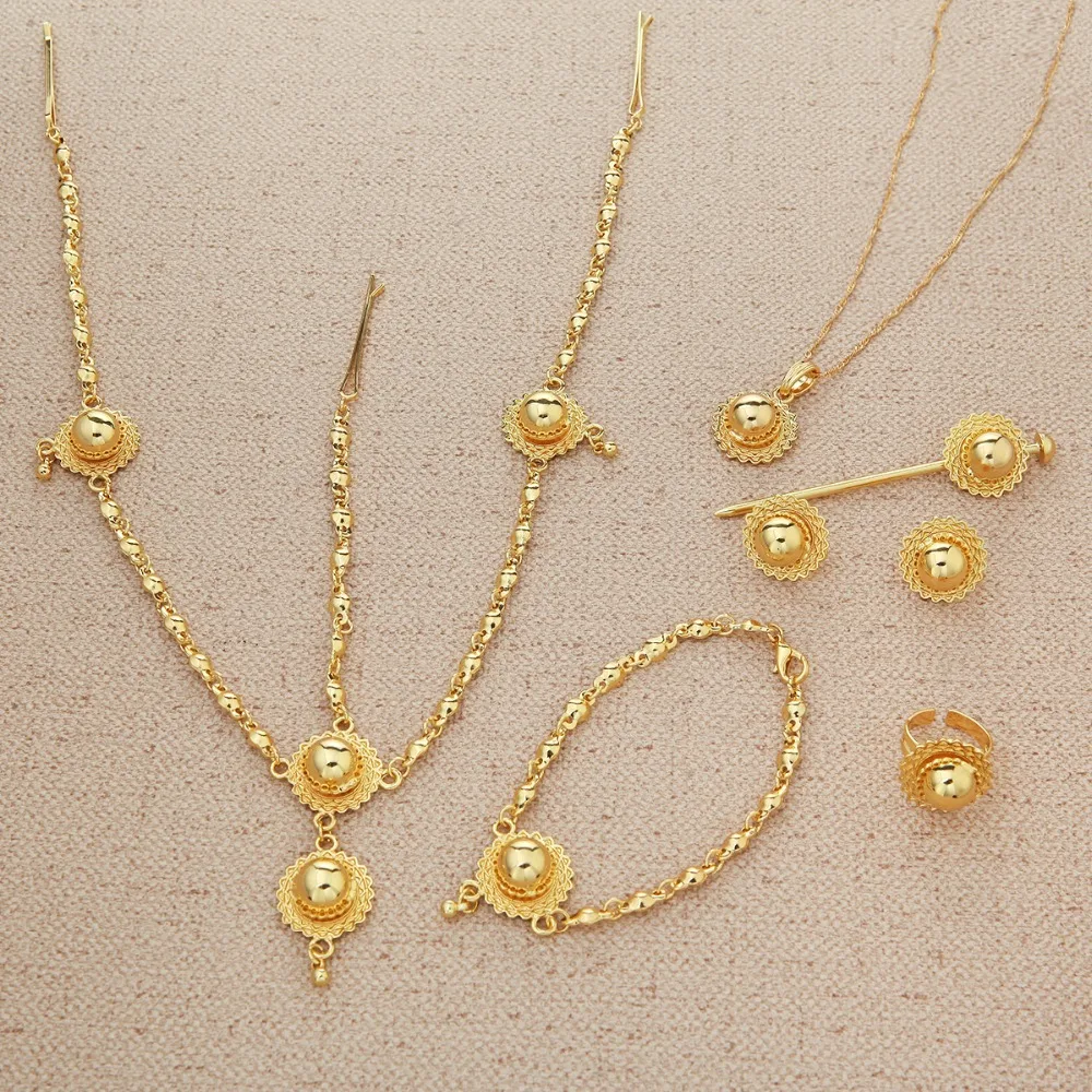 Habesha Set Ethiopia Style 24K Gold Color Eritrea Ethiopian Easter Jewelry Set