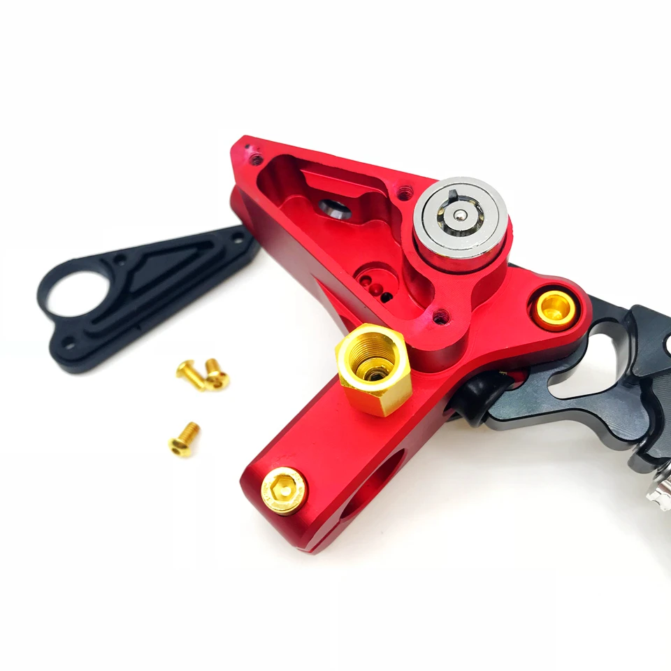 CNC Black / Red hydraulic brake pump with Brake safety lock master cylinder lever + clutch handle with mirror mounting hole