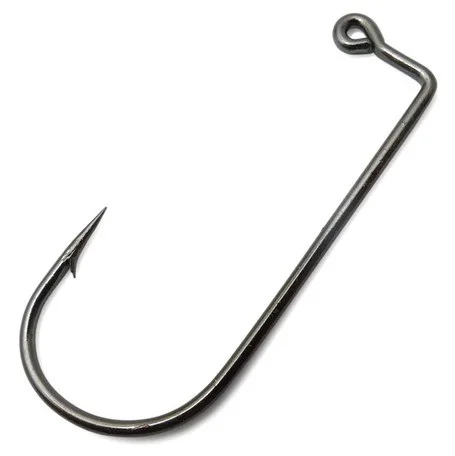 50pcs 9147 High Carbon Steel Fishing Hook Black Barbed 90 Degree Aberdeen Offset  Jig Fishing Hooks Size 8#-6/0#