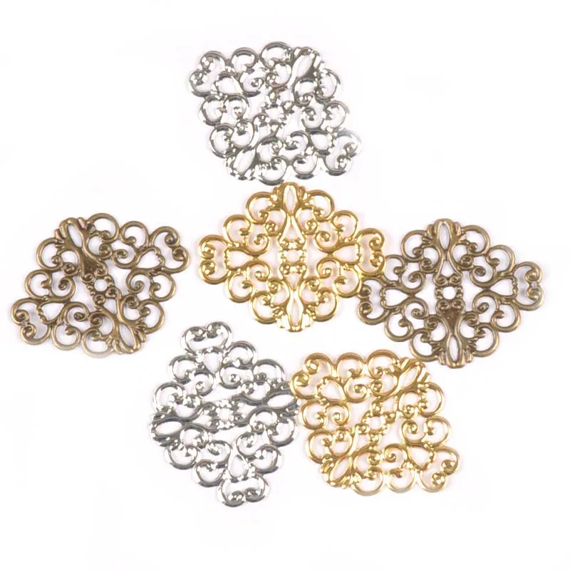 20Pcs Metal Crafts Filigree Flower Wraps Connectors Embellishments For Scrapbooking Home Decor DIY Accessories 37x30mm YK0749