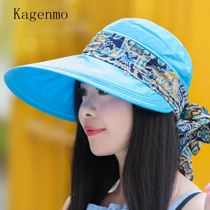 Kagenmo Women's sunbonnet sun hat summer  folding sunscreen anti-uv large beach cap summer hat