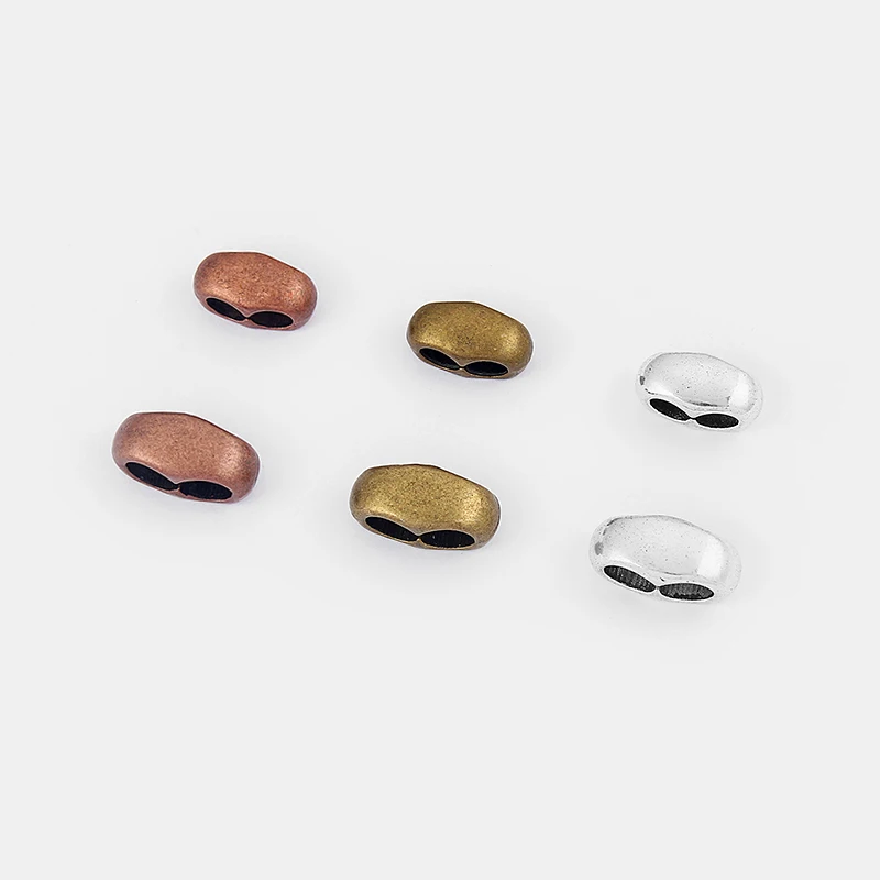 10PCS Metal Double Hole Slider Spacer Big Hole Spacer Beads For 4/5mm Round Leather Cord Necklace DIY Jewelry Making