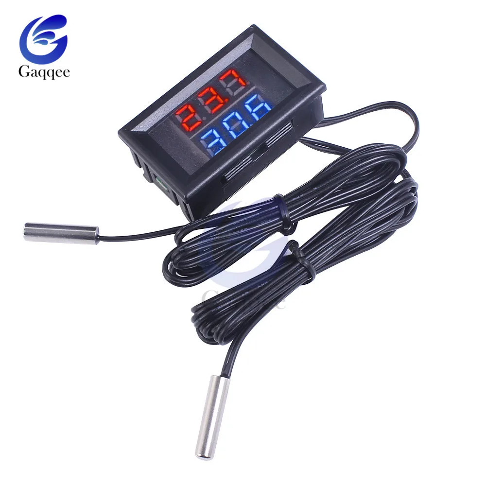 1M Dual LED Display Digital Thermometer Refrigerator Aquarium Auto Car Temperature Sensor Meter Detector Tester Waterpfoof Probe