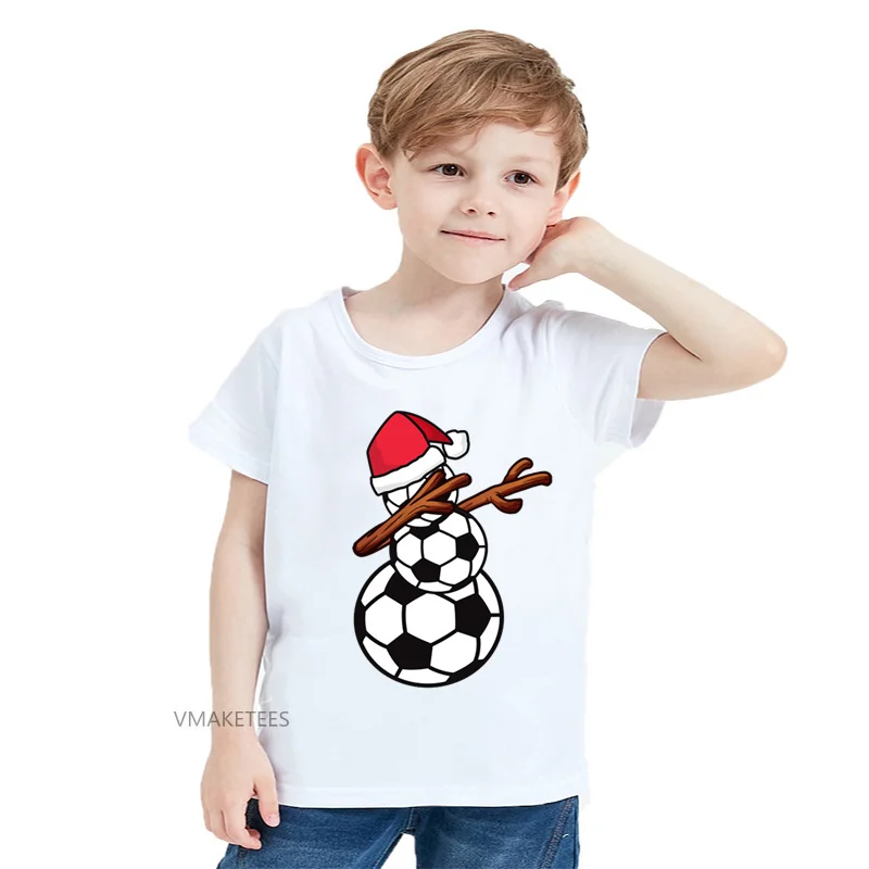 Girls & Boys Cartoon T shirts Kids Dabbing Soccer/Football/Basketball Snowman Christmas T-shirt Baby Funny Clothes,HKP5758