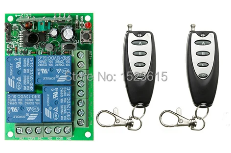 

DC12V 4CH Remote Control Switch Automatic Door Operators Receiver 2 Transmitter Learning code Momentary Toggle Latched 315MHZ