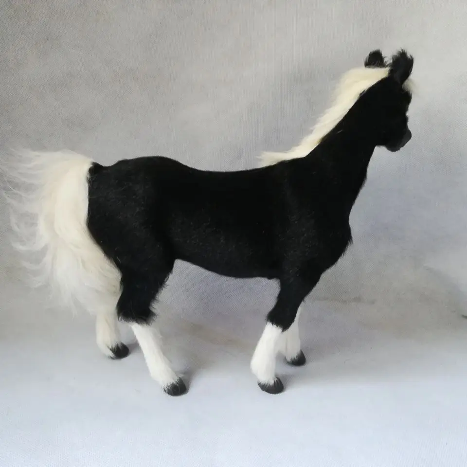 real life toy polyethylene&furs black horse large 26x22cm model handicraft home decoration birthday gift b2024