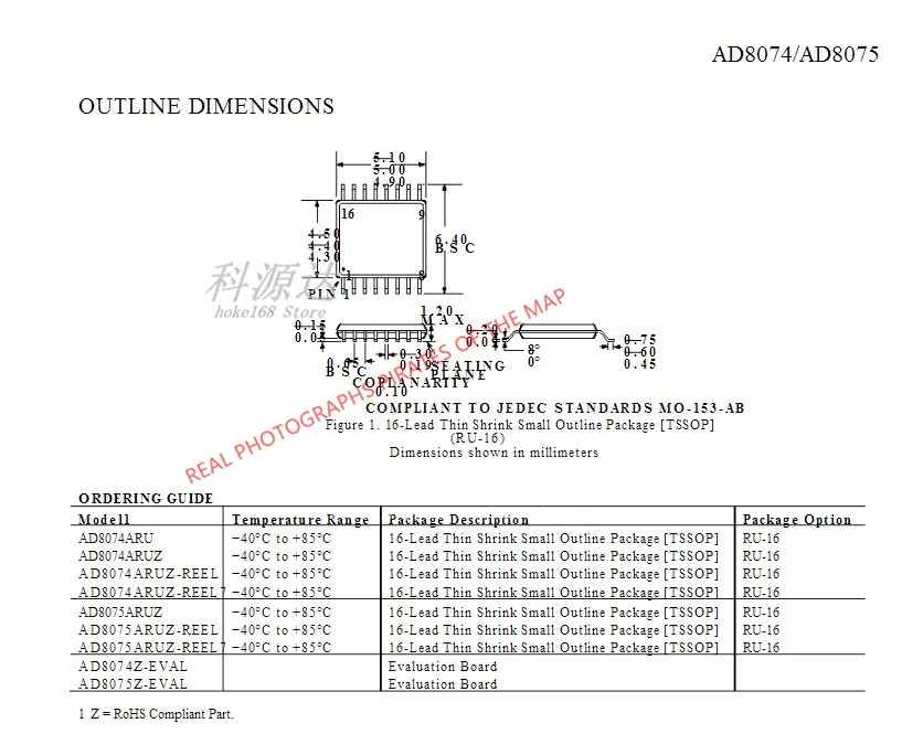2 قطعة/الوحدة AD8075ARUZ AD8075 AD8075ARU TSSOP16 في الأسهم