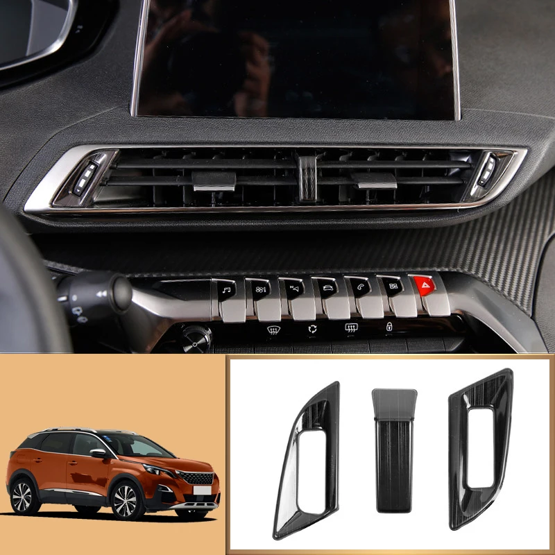 LHD! Car Accessories for Peugeot 3008 GT 2017 2018 2019 2020 Stainless Steel Interior Console Air Vent Outlet Cover Trim 3pcs