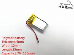 3.7V,150mAH,601225 PLIB; polymer lithium ion / Li-ion battery for GPS,mp3,mp4,mp5,dvd,bluetooth,model toy mobile bluetooth