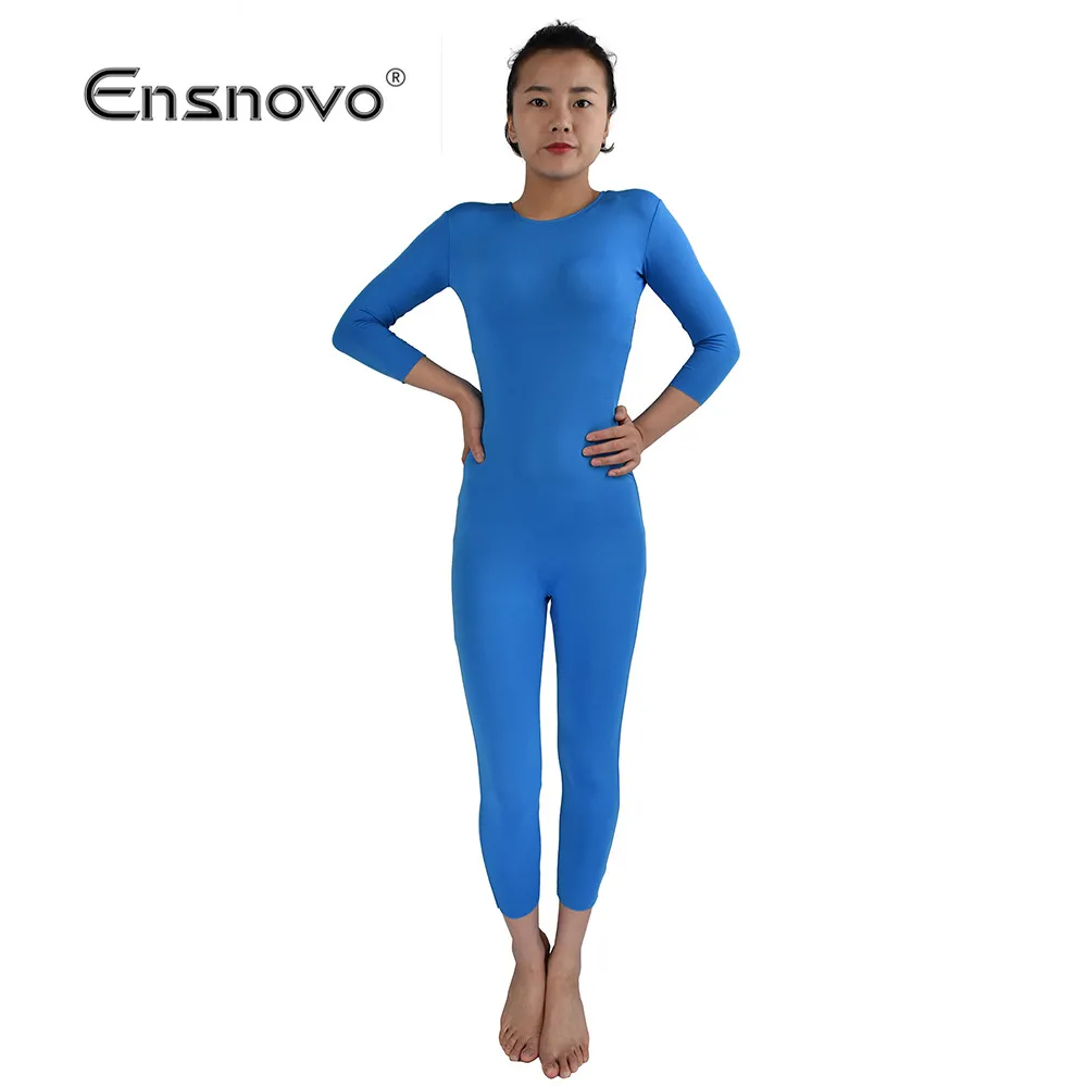 Ensnovo Unitard Bodysuit Turtleneck Short Sleeve Women Full Body omen Unitard Costumes Suit Yoga Unitard