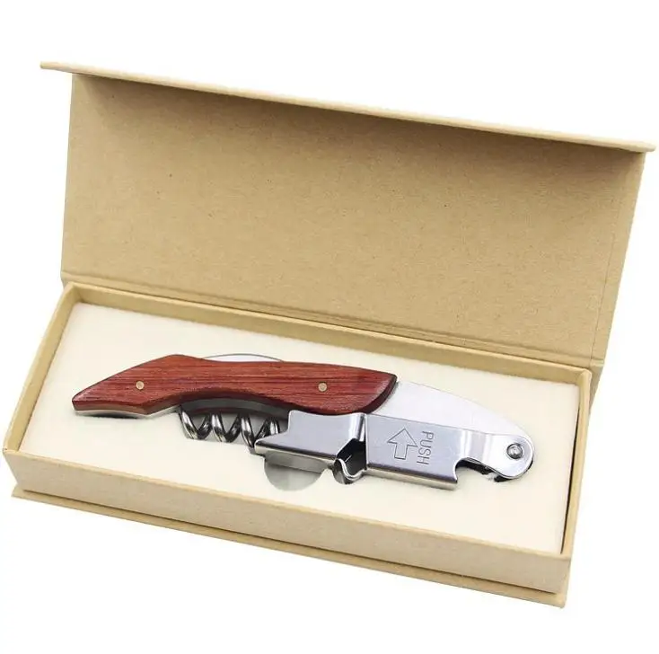 Hippocampal Knife Stainless Steel Red Wine Wood Bottle Can Opener Multi Function Beer Kitchen Small Tools Screw Corkscrew SN1402