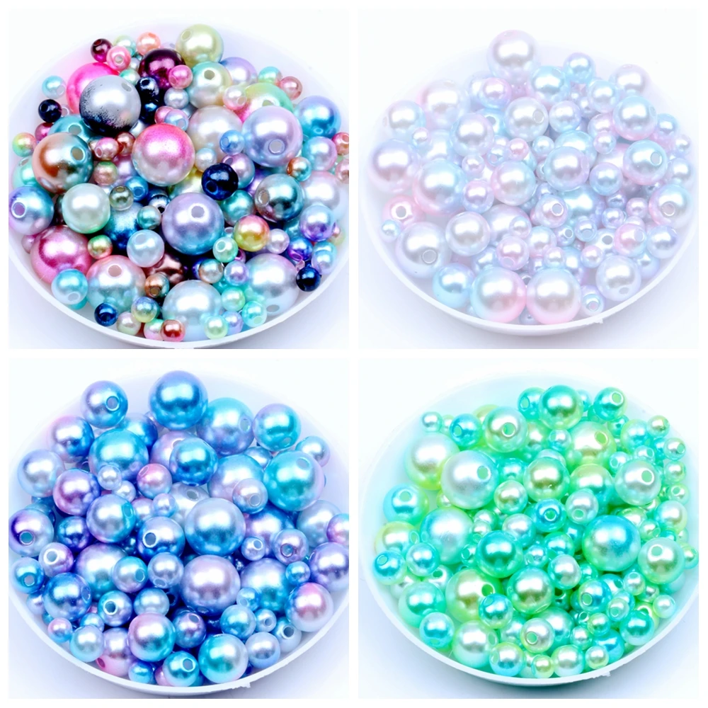 200pcs 6mm Rainbow Multicolor ABS Imitation Pearl Beads Round Loose Beads DIY Necklace&Bracelet Jewelry Craft Making Accessories