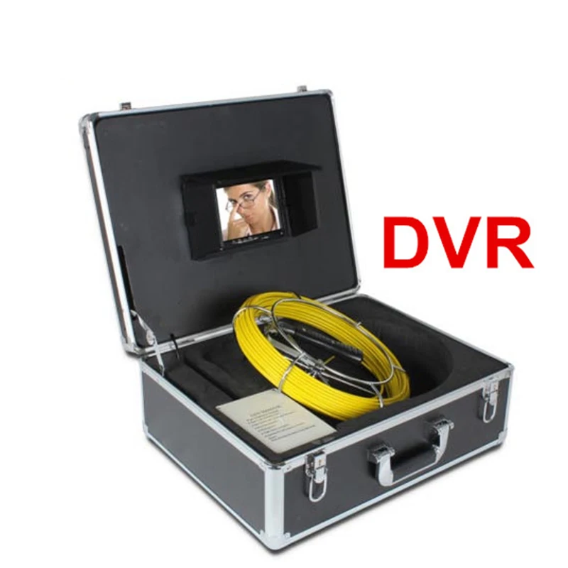 20M Sewer Pipe Inspection Camera System With DVR HD 600TVL 7'' Digital LCD Screen Fiber Glass Cable