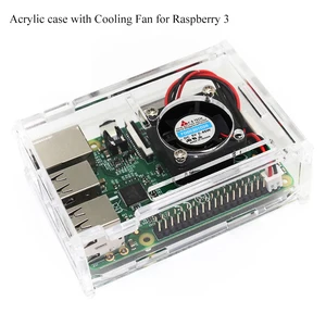 Transparent  Acrylic Case with Cooling Fan Protector Protective Shell for Raspberry Pi 3