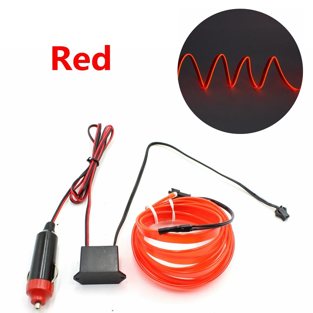 Podświetlany przewód z krawędzią do szycia 6mm elastyczna lampa neonowa Glow rura linowa taśma LED do dekoracji samochodu z zapalniczką