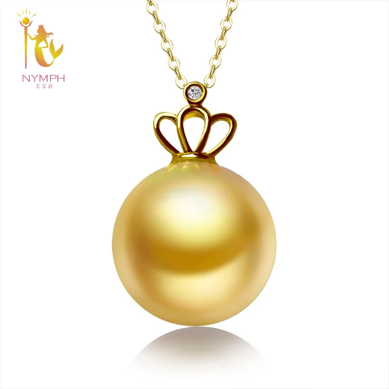 

NYMPH 18K Pearl Necklace Jewelry South Sea Golden Pearl Pendant Fine Jewelry For Women D307