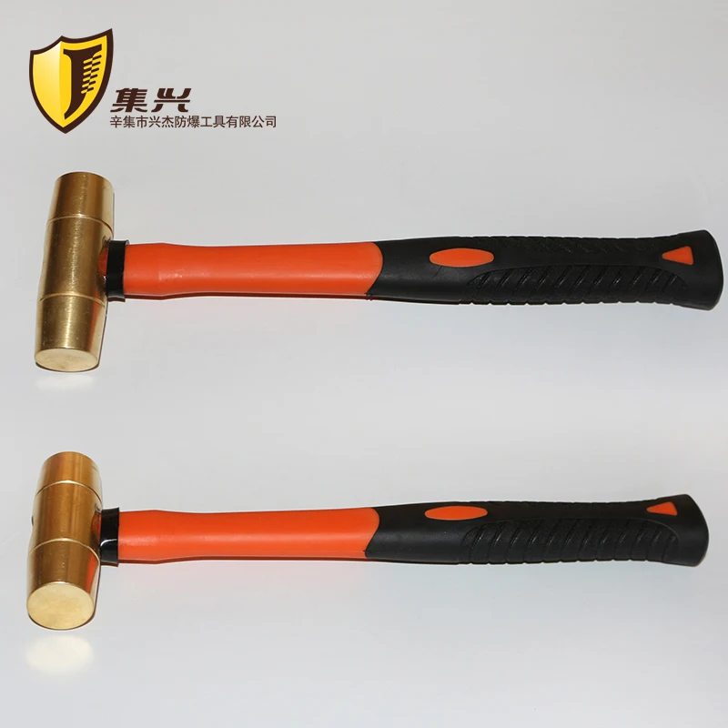 

0.45kg/1 lb,Explosion-proof Brass Round Drum Hamm,Explosion-proof Brass Cylindrical Hammer with rubber handle,Safety Tools